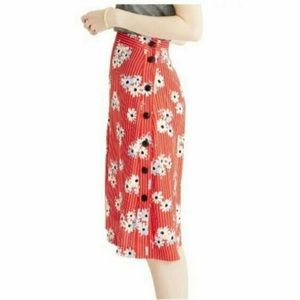 Madewell Red Floral Midi Skirt